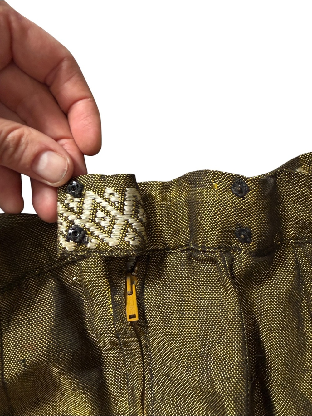 Vintage MCM 1960s Green A-Line Handmade Woven‎ Midi Skirt Women’s Small / XS - Picture 9 of 9